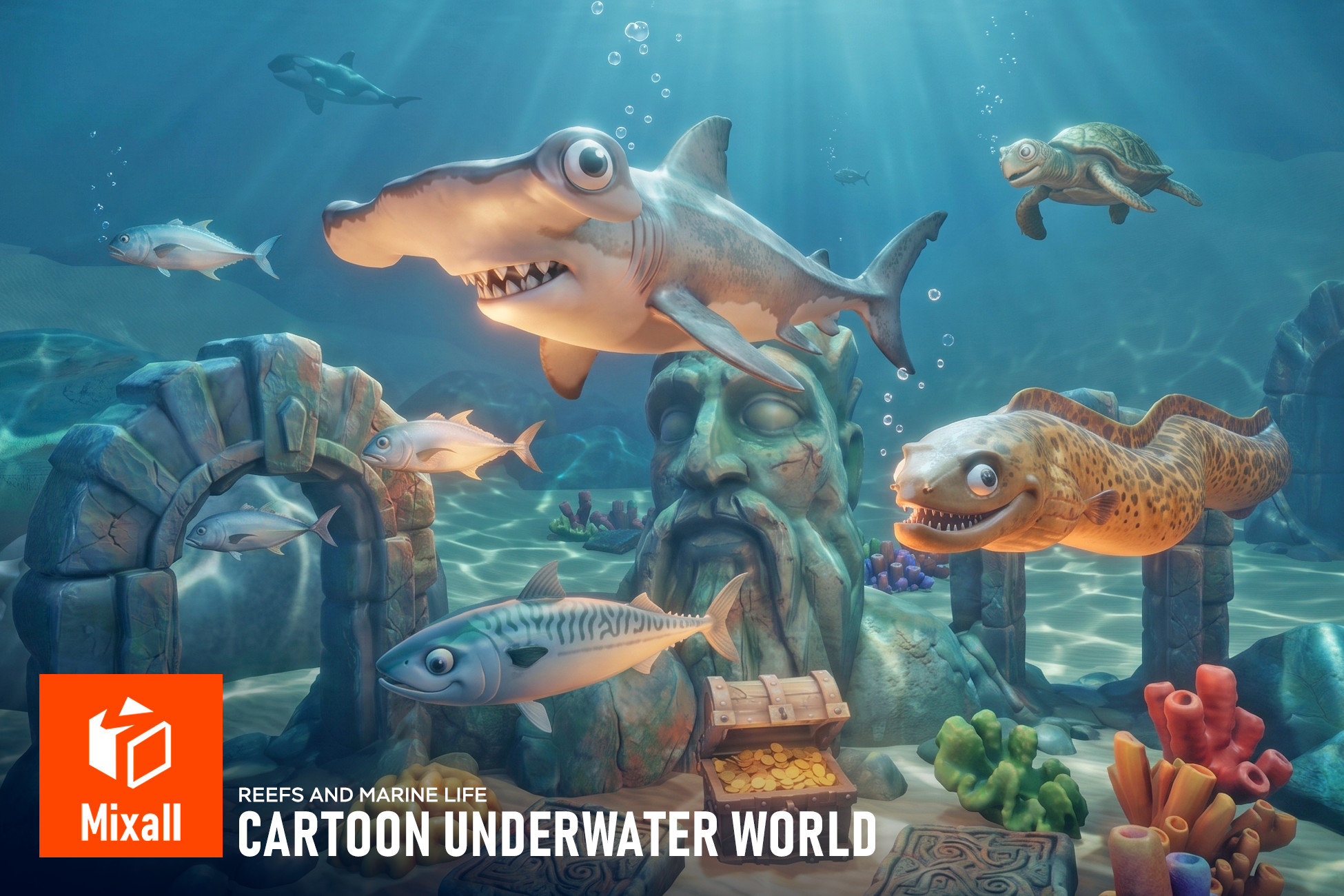 Cartoon underwater world - Reefs and Marine life
