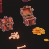 Modular Stylized Dungeon Kit Low-poly 3D Model
