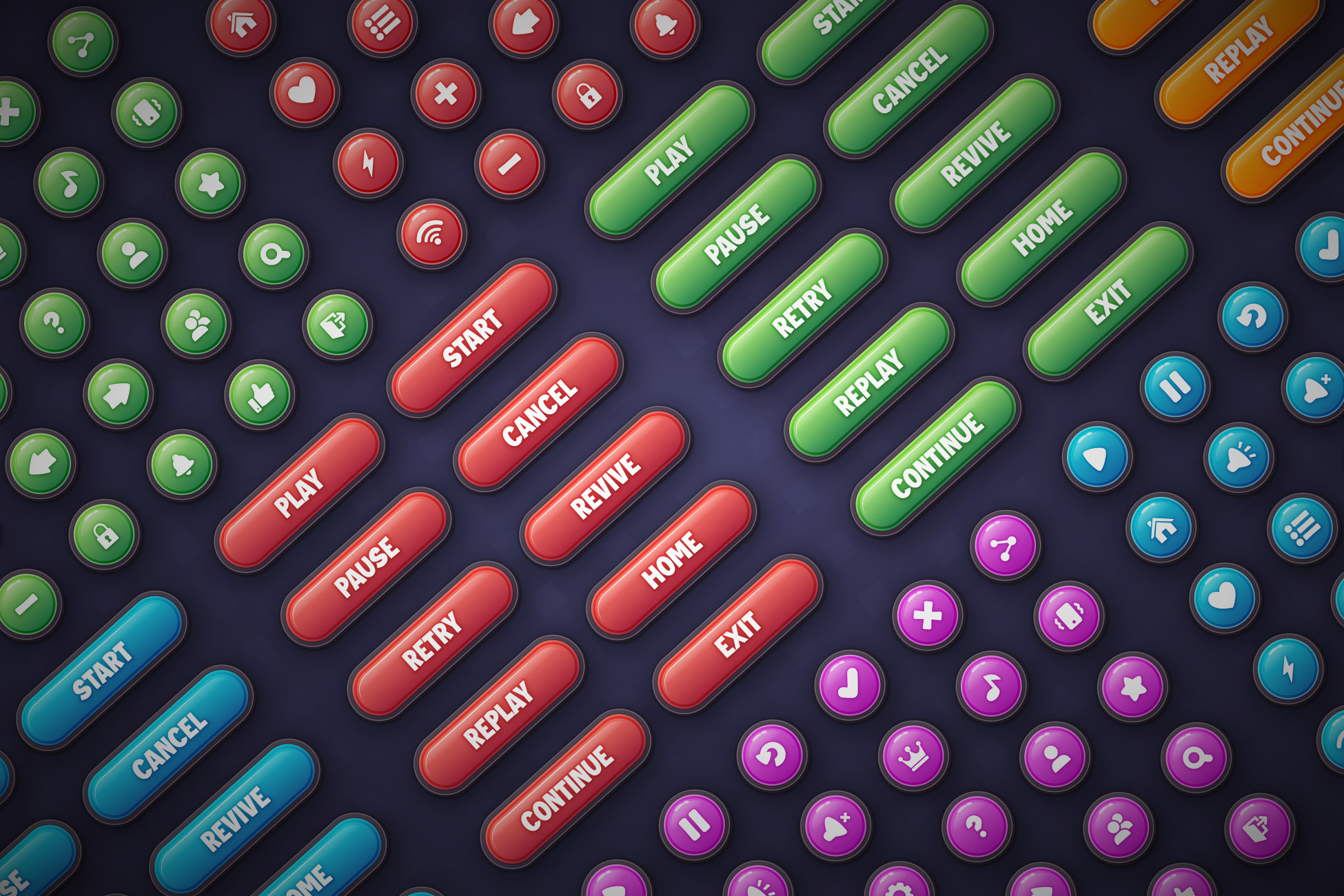 Game Buttons Pack 2 - Cartoon Style Buttons kit for Casual Games | 2D ...