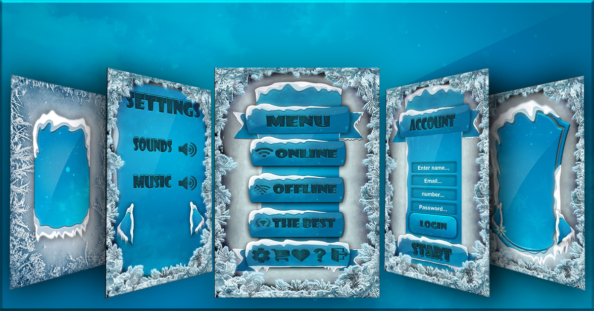 Snow Uibutton snowy UI | 2D Icons | Unity Asset Store