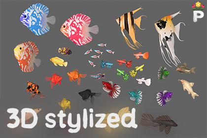 3D Stylized Freshwater Fish Aquarium Pack