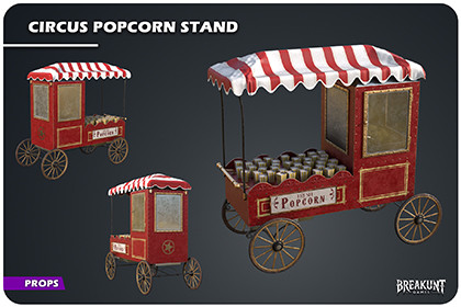 Circus Popcorn Stand (Popcorn, Circus, Realistic, Carnival, Festival)