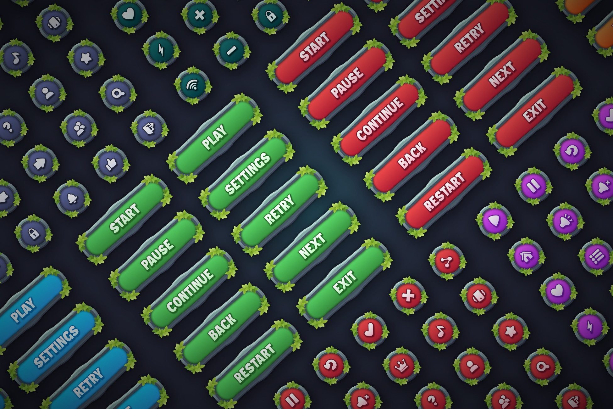 Game Buttons Pack 11 - Cartoon Style Buttons kit for Casual Games | 2D ...