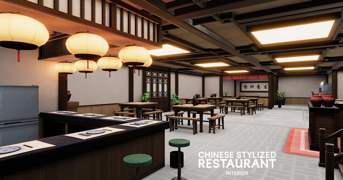 Chinese Stylized Restaurant Interior | 3D Environments | Unity Asset Store