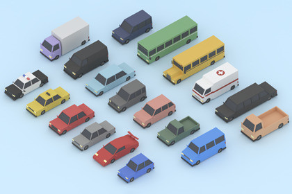 Low Poly Cartoon City Car Pack