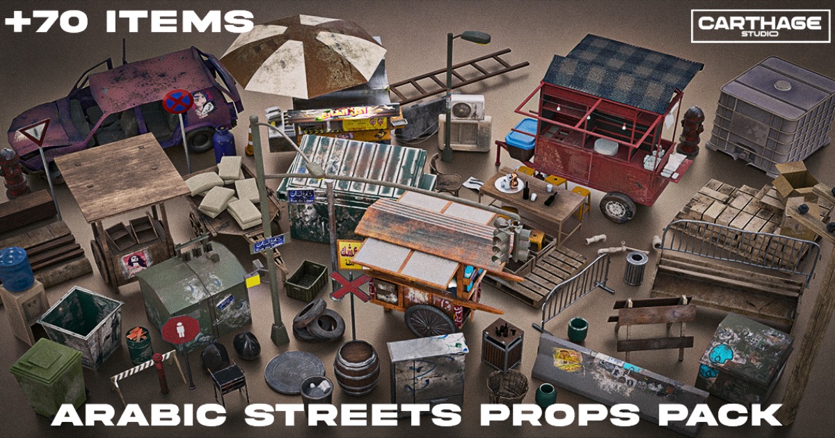 + 75 Arabic City Street Props Pack | 3D Exterior | Unity Asset Store