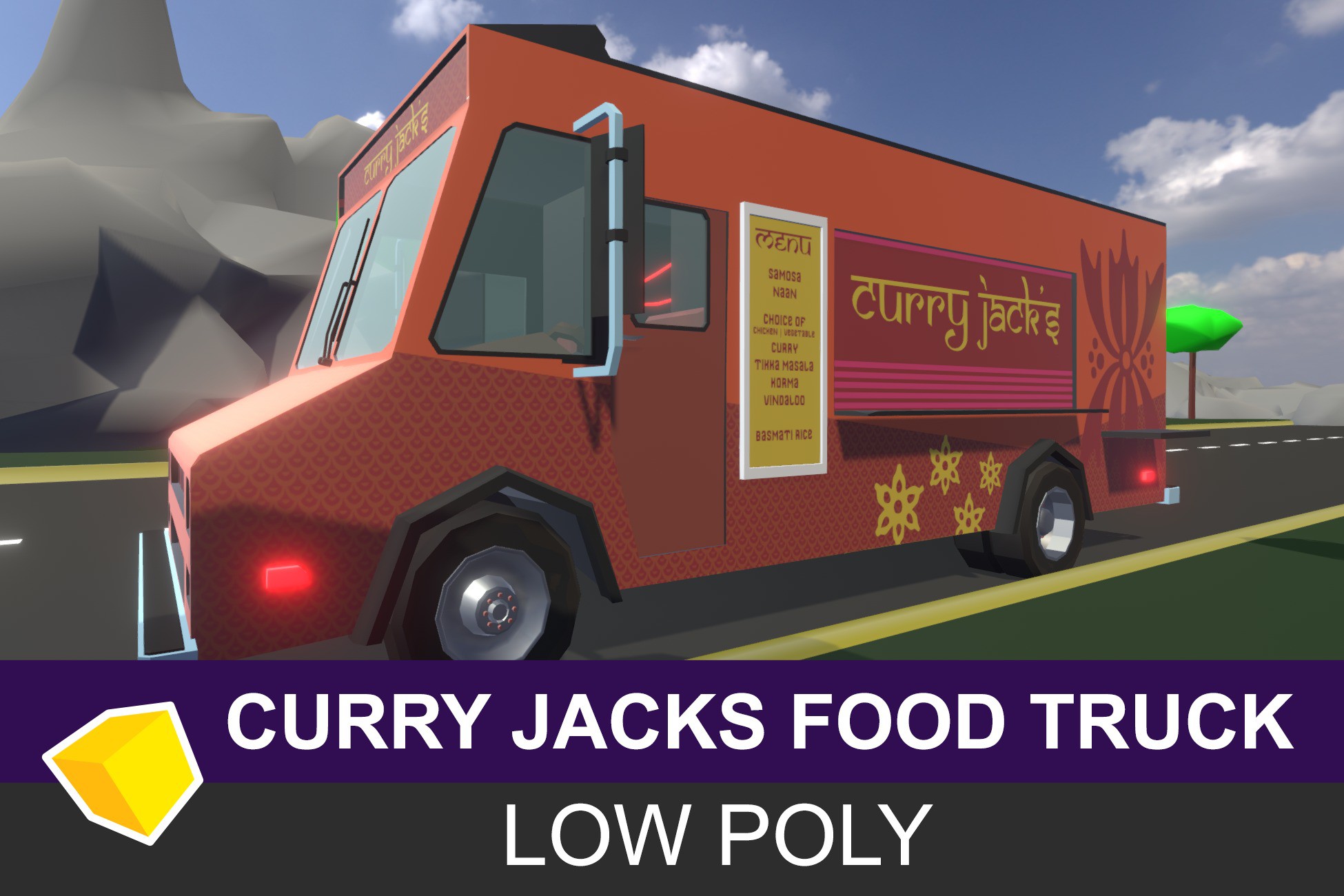TDG Curry Jacks Food Truck 3D Props Unity Asset Store