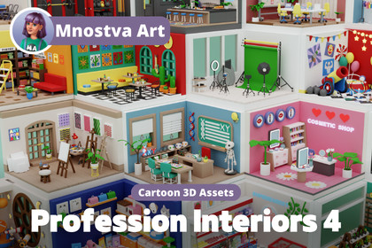 Cozy Cartoon Profession Rooms Interior 4