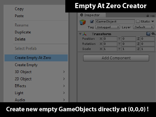 Empty At Zero Creator | Utilities Tools | Unity Asset Store