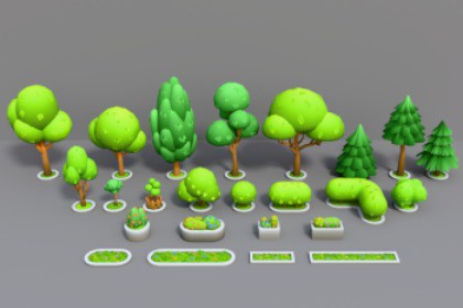 Low-Poly Urban Plants Pack