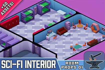 Sci-Fi Living Quarters - Low-Poly Asset Pack 01