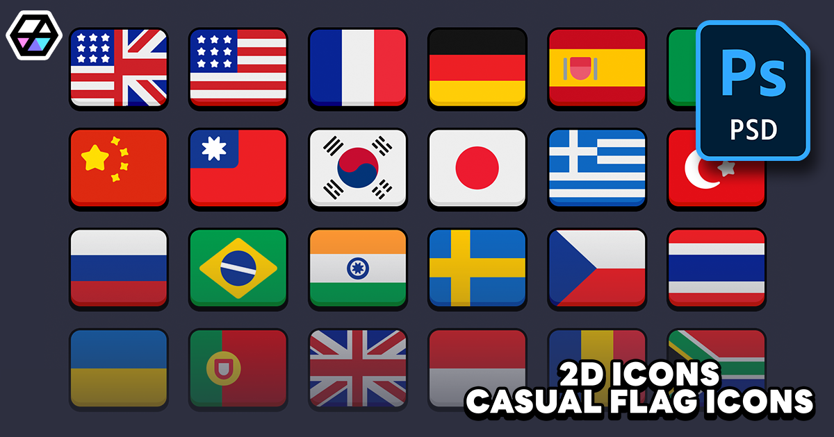 2D Icons - Casual Flag Icons | 2D Icons | Unity Asset Store