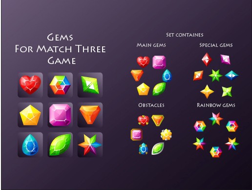 Gem Unity Texture Gems For Match Three Game | 2D Textures & Materials | Unity Asset Store