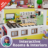 Cartoon Interactive Rooms & Furniture - Cozy Interior Pack
