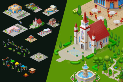 Isometric Public Buildings and Areas Pack