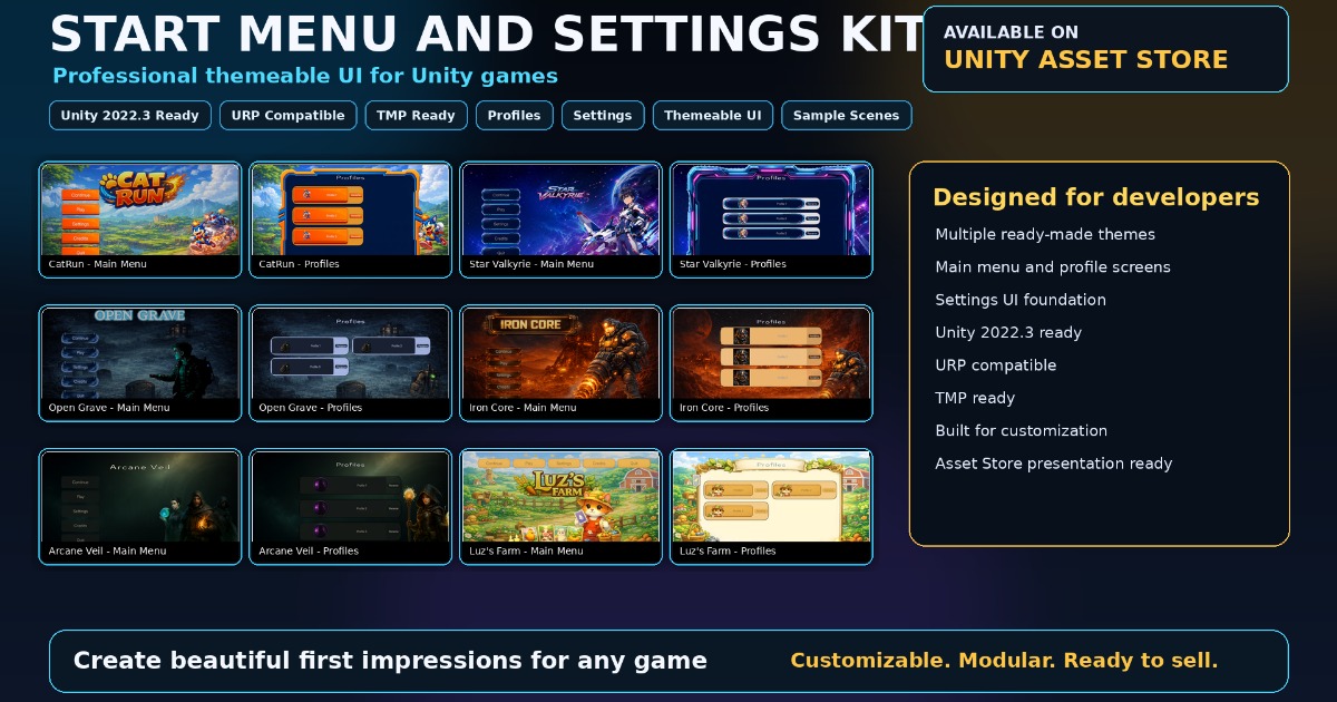 Start Menu & Settings Kit | GUI Tools | Unity Asset Store