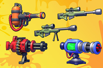 Realistic FPS Weapon & Turret Pack – Flamethrower, Gatling, Sniper with Bullets
