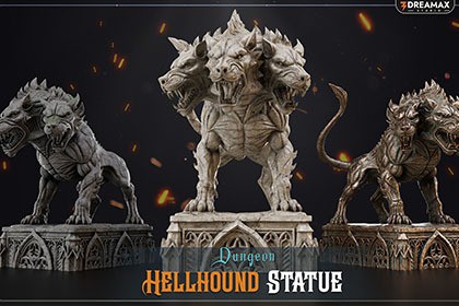 Hellhound Dungeon Statue – Dark Fantasy Guardian