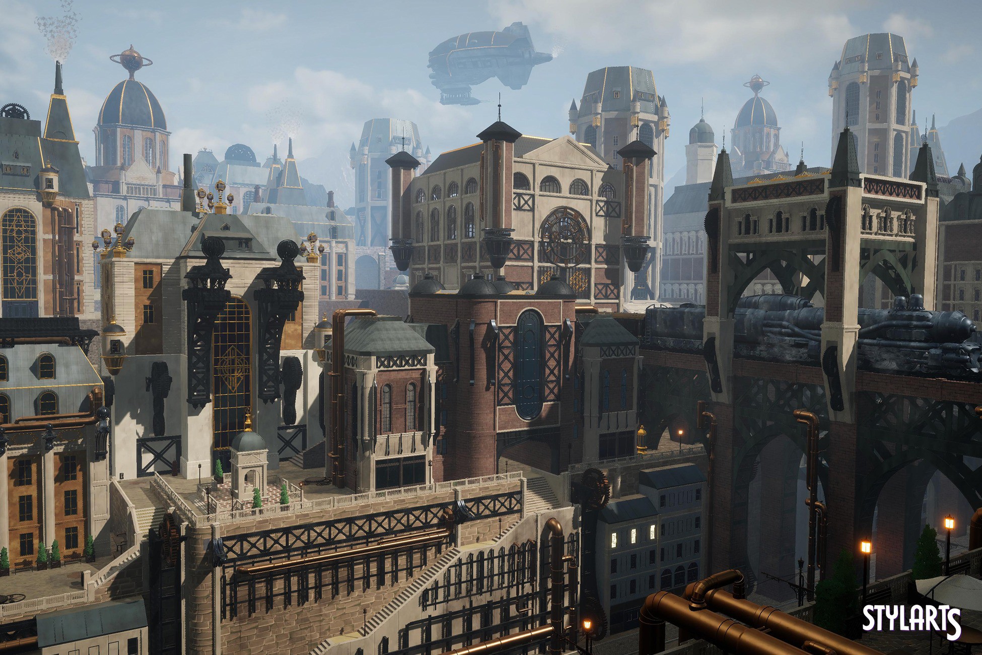 Stylized Steampunk City, image 1