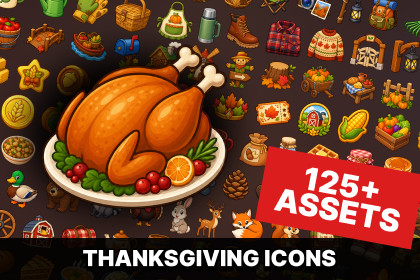 Autumn Harvest Thanksgiving Icons Pack for Cozy Farm and Seasonal Games