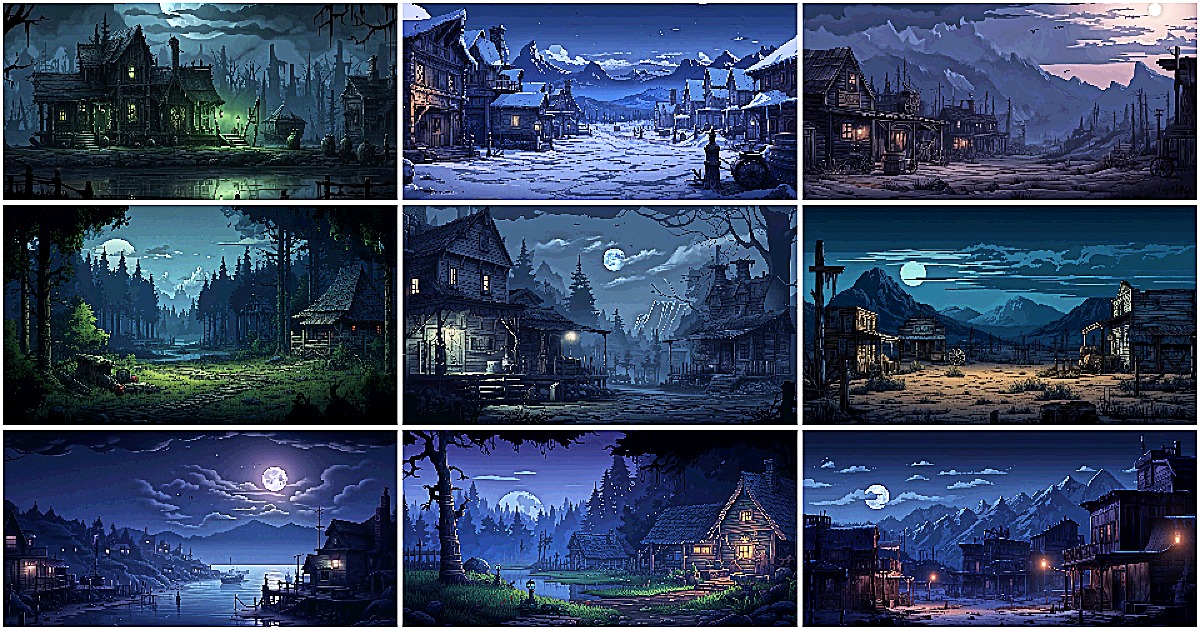 BACKGROUND - Pixel Ghost Town 1 | 2D Environments | Unity Asset Store