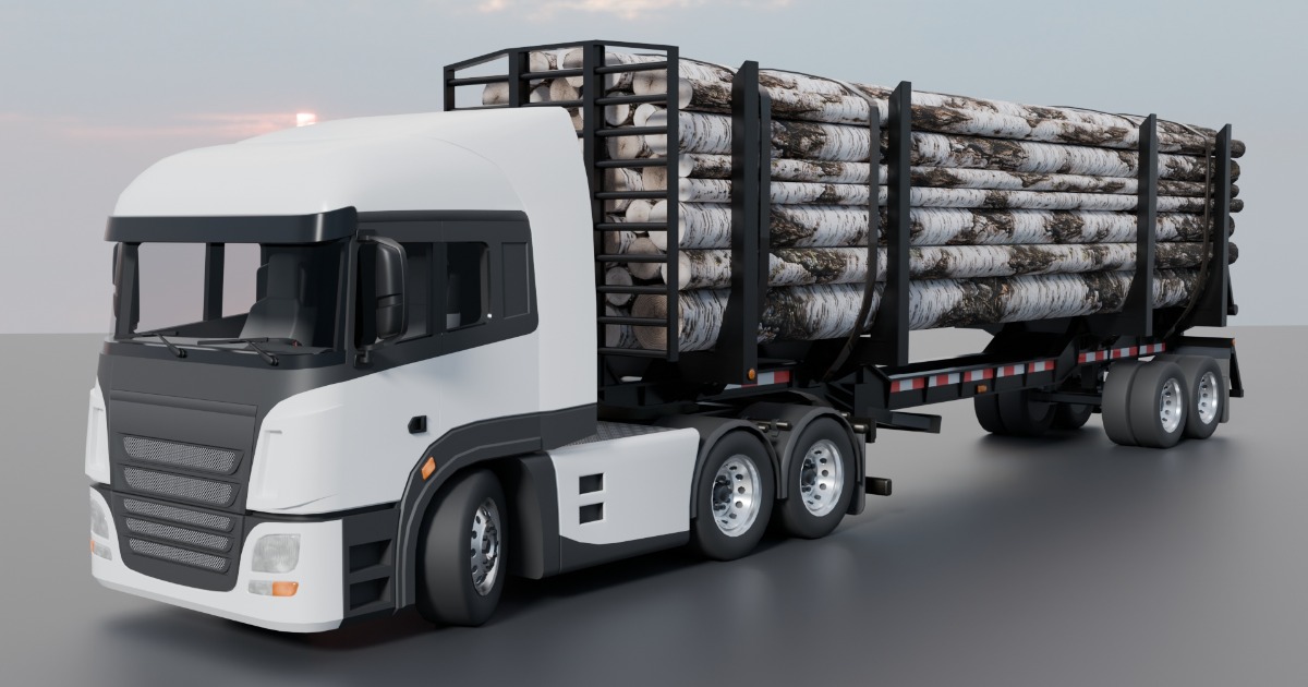 Realistic Logging Truck Pack – Semi Truck + Timber Trailer + 4 Wood ...