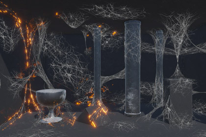 Flammable spider web