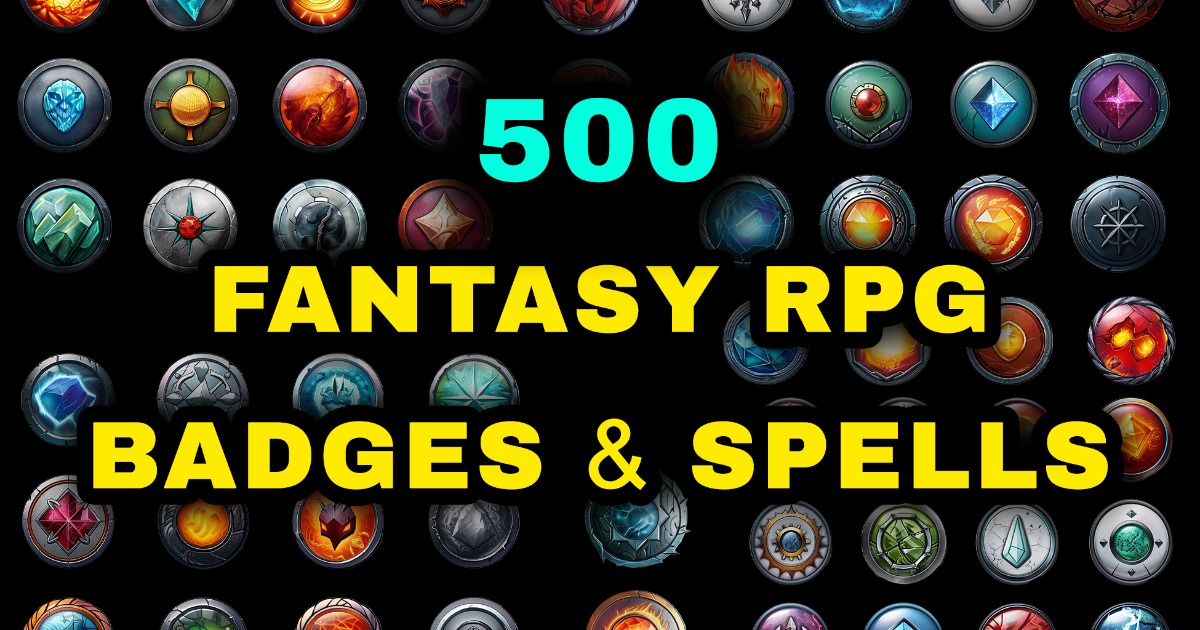 500 Fantasy Badges and Spells | 2D Icons | Unity Asset Store