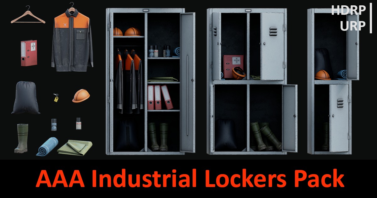 Industrial Lockers Pack | 3D Industrial | Unity Asset Store