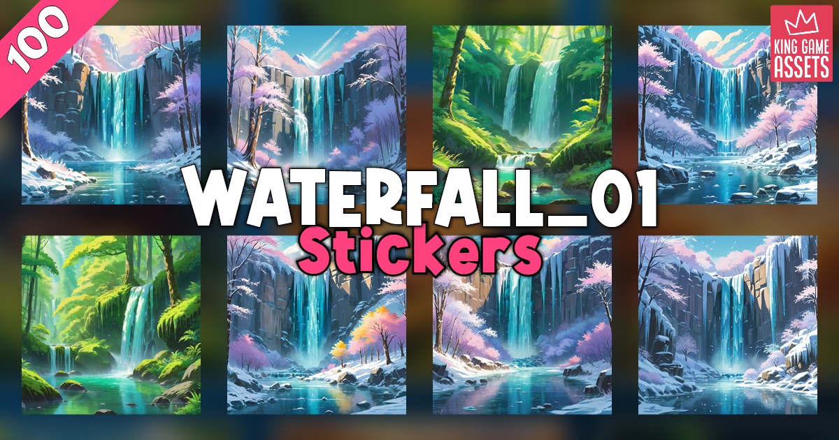 Transparent Unity Stickers Waterfall 01 Stickers | 2D アイコン | Unity Asset Store