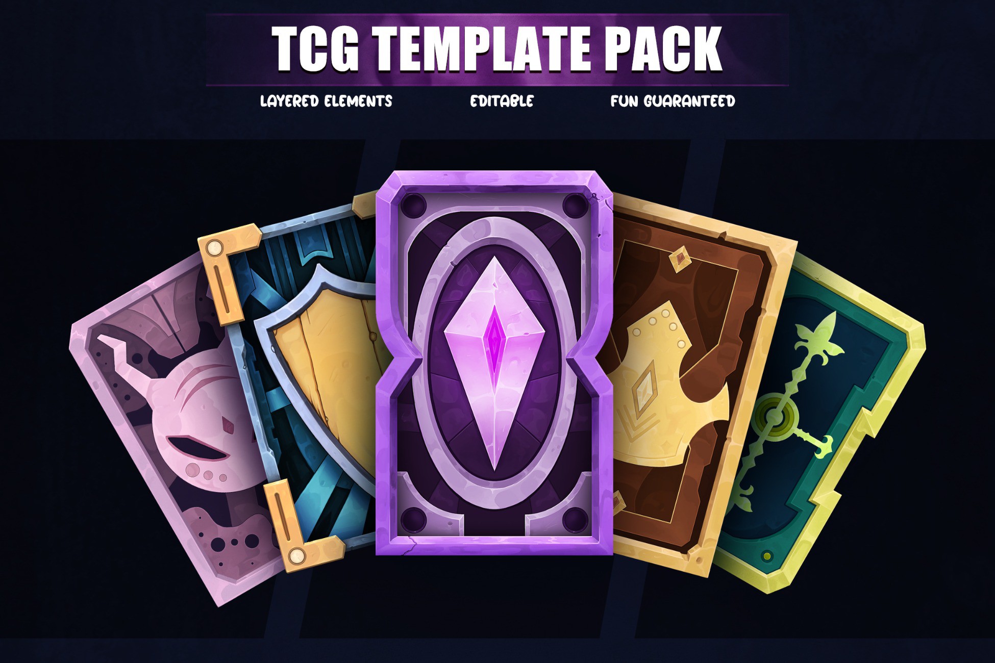 Trading Card Game GUI 5 Card Designs 2D GUI Unity Asset Store