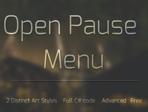 Open Source Pause Menu | GUI Tools | Unity Asset Store
