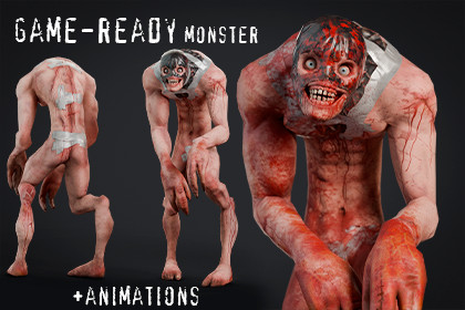 3D Horror Monster- Hunched Creature (game ready)