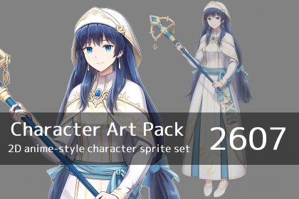 Anime Character Art Pack: 2607 - Image: Female, cleric, adventurer
