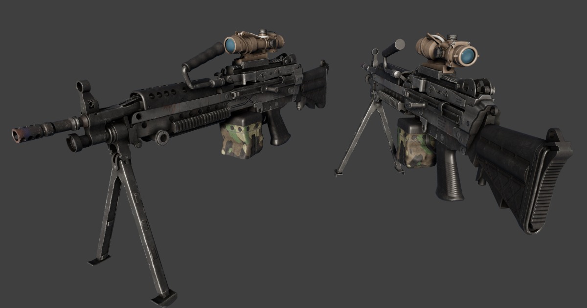 PBR Machine Gun 3D Guns Unity Asset Store