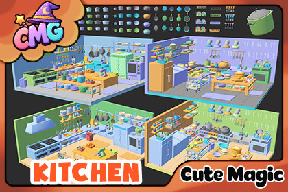 Cute Low Poly Kitchen Pack - Colorful Interior Props