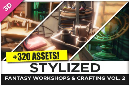 STYLIZED Fantasy Workshops & Crafting Vol. 2 - Low Poly 3D Art