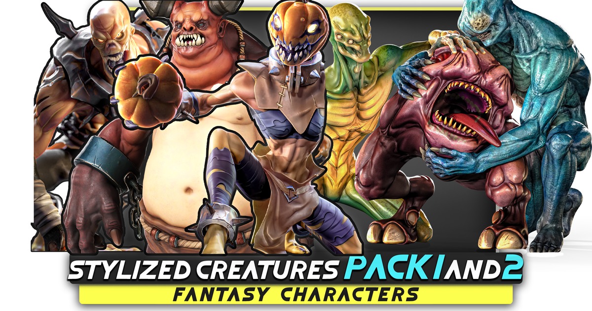 Pack 1 and 2 - Stylized Fantasy Creatures | 3D Creatures | Unity Asset ...