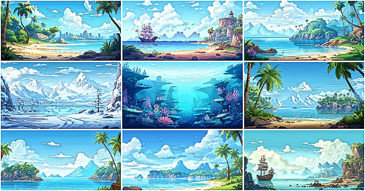 BACKGROUND - Pixel Island 1 | 2D Environments | Unity Asset Store