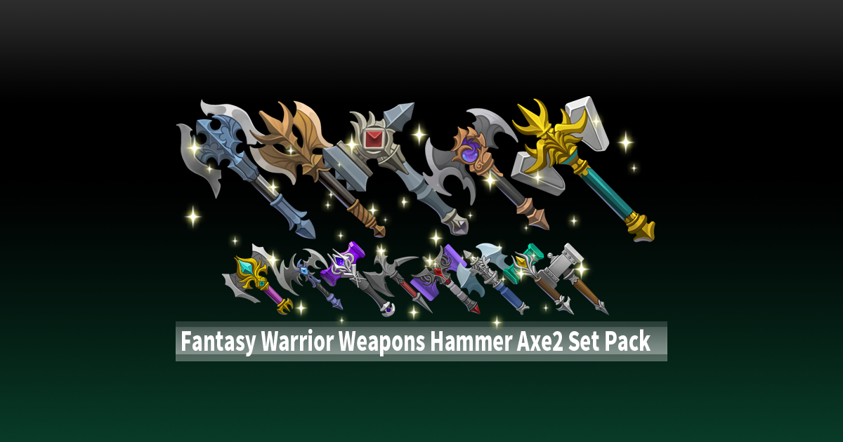 Fantasy Warrior Weapons Hammer Axe2 Set Pack | 2D Icons | Unity Asset Store
