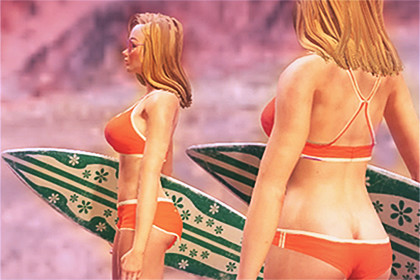 Surfer Beach Girl humanoid compatible woman in beach clothing