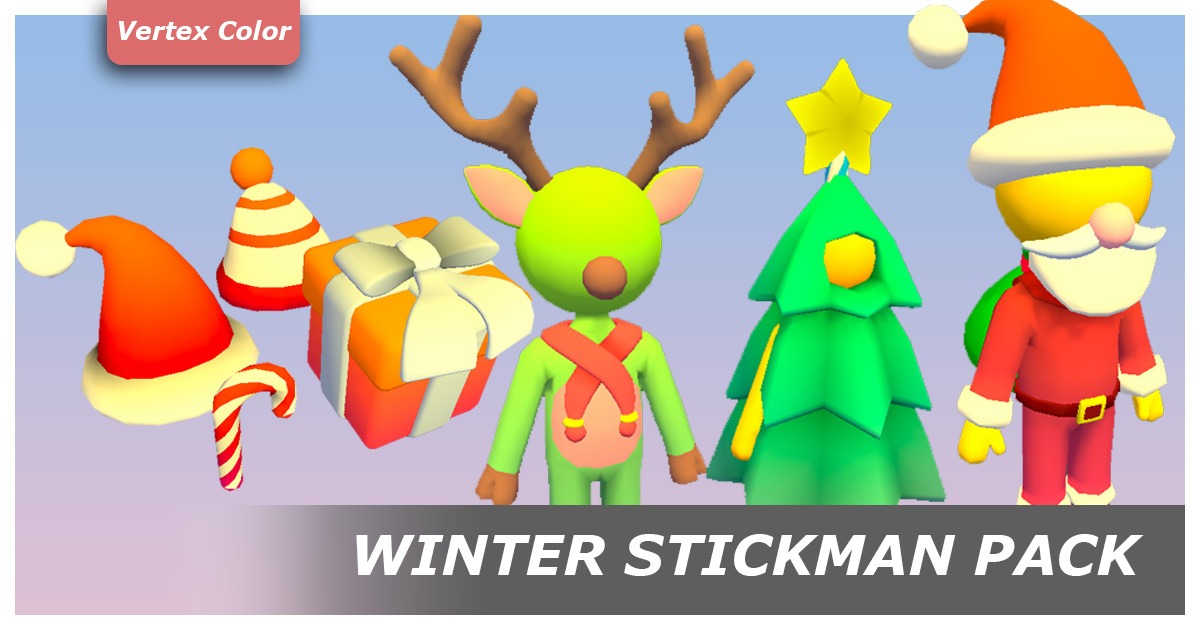 Winter Stickman – Characters, Outfits & Props,Casual Vertex Color | 3D ...