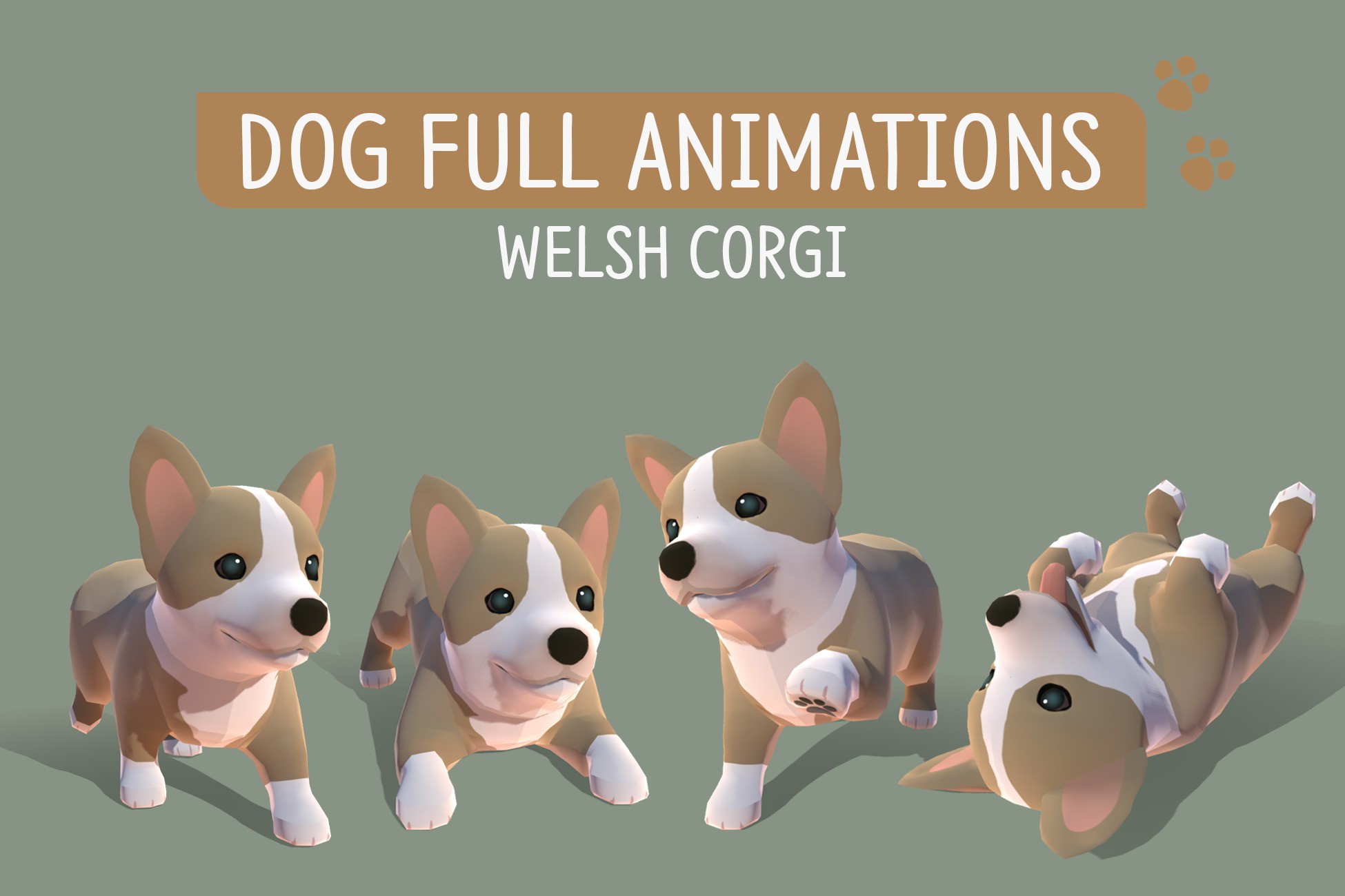DOG Full Animations - Welsh Corgi | 3D 动画 | Unity Asset Store