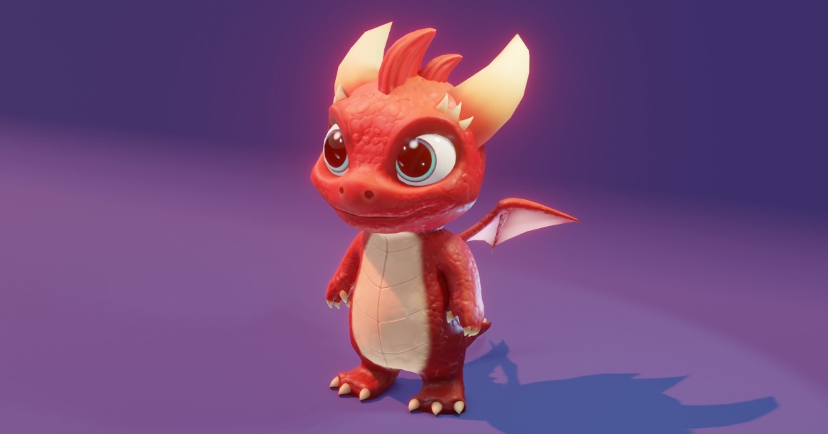 Stylized Baby Dragon 3d Model (Red) | 3D Creatures | Unity Asset Store