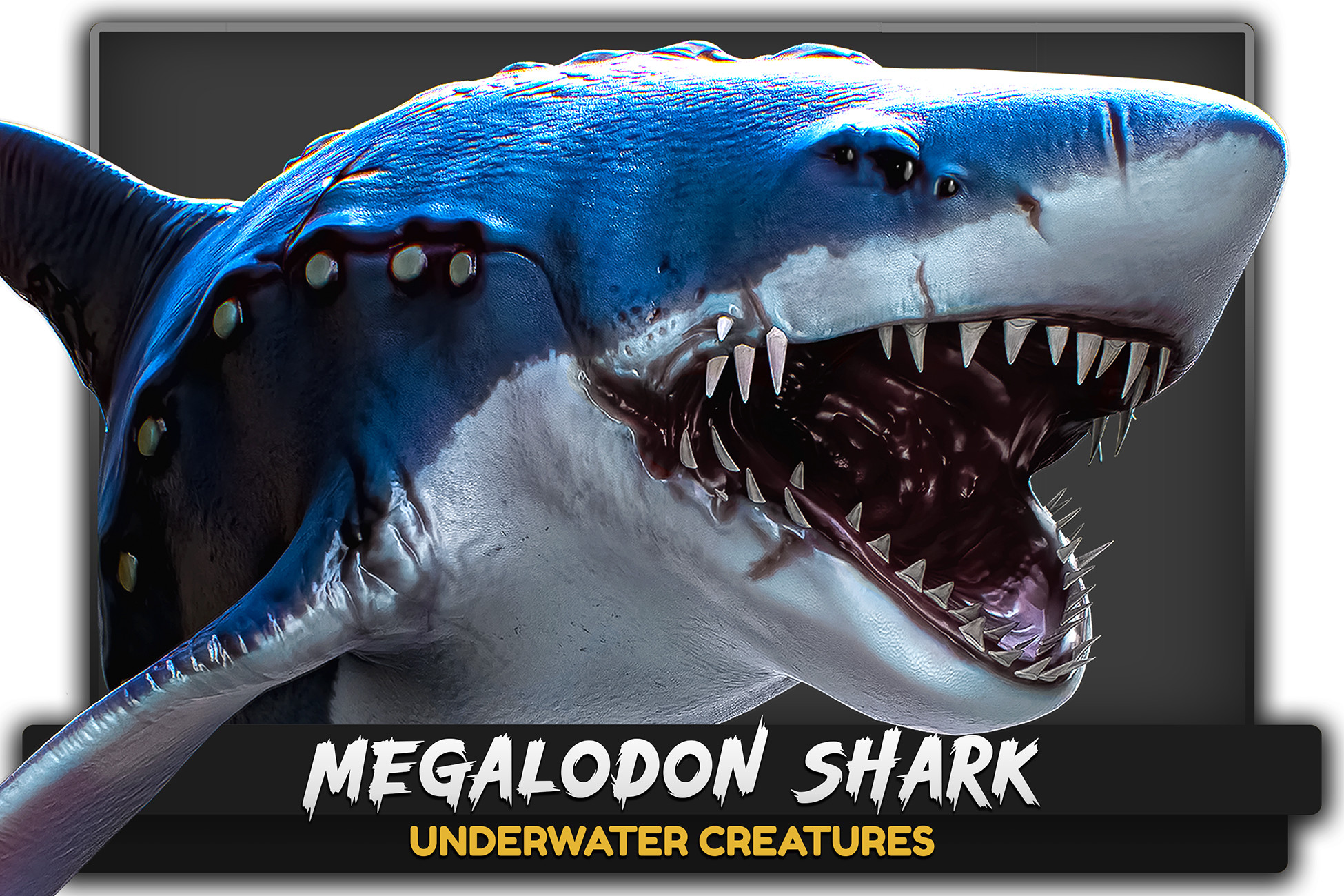 Fish Low Poly Model Megalodon Shark Lowpoly Ocean Horror Monster 