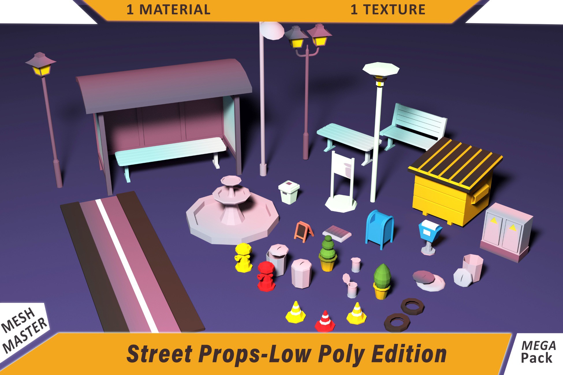 Tall Props Unity Street Props Kit – Low Poly Edition | 3D Weapons | Unity Asset Store