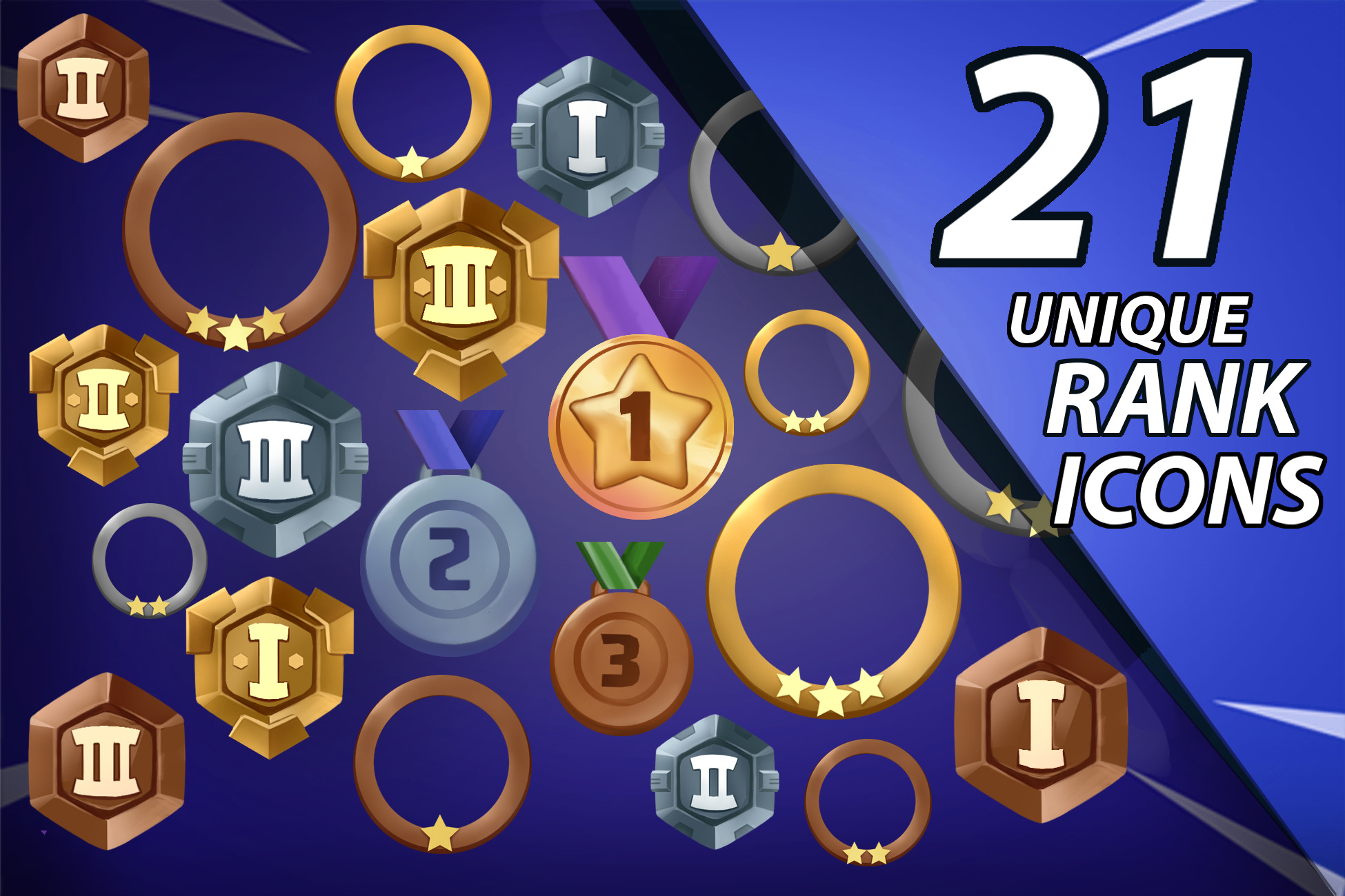 Intermediate Ranks Icons 2D RANKS ICON SET - HANDPAINTED | 2D Icons | Unity Asset Store