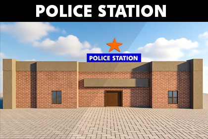 Police Station with Interior (Mobile Optimized + Baked Lighting)