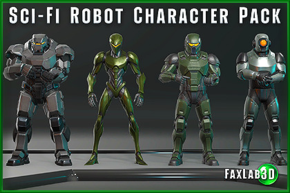 Sci-Fi Robot Character Pack | 4 Humanoid Units | Customizable