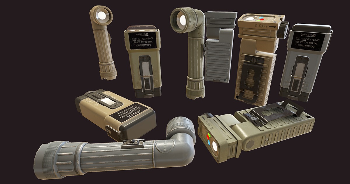 Flashlight Battery Unity Military Flashlight Pack | 3D Electronics | Unity Asset Store